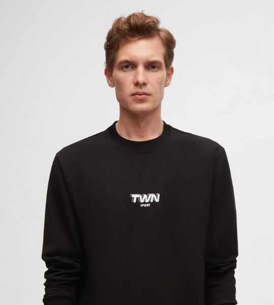 Relaxed Fit Siyah Baskılı Sweatshirt