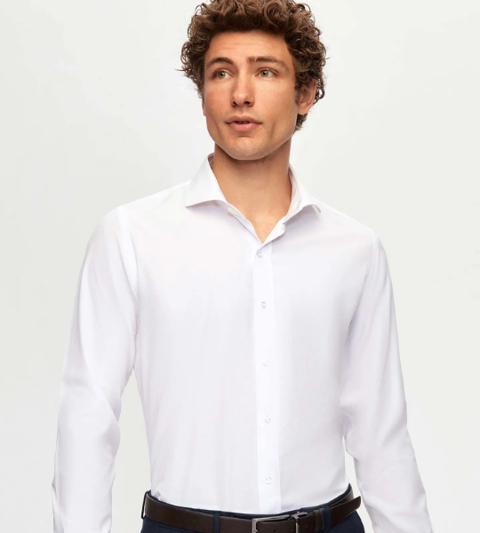 Slim Fit Beyaz Klasik Kravatlık Uzun Kol Kolay Ütülenebilir Gömlek