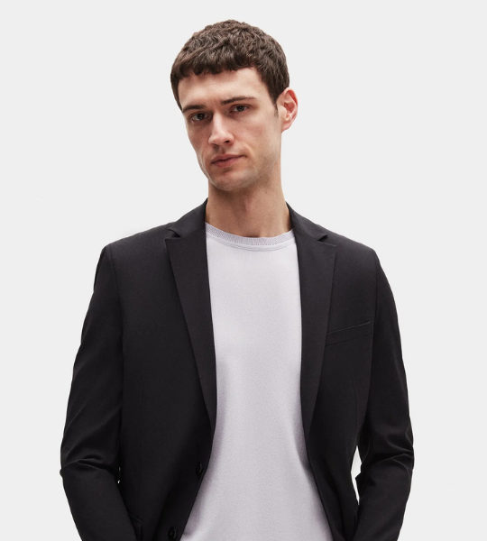 Slim Fit Siyah Çizgili Kumaş Ceket